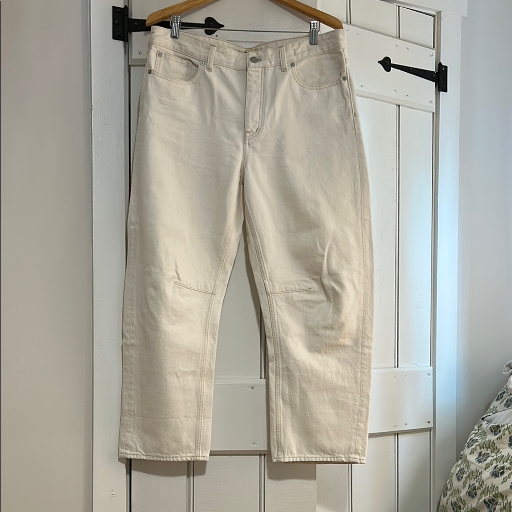 Madewell Darted Barrel Leg Cream Jeans 29 EUC